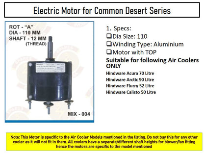 Main/Electric Motor - For Hindware Calisto 50 Litre Desert Cooler