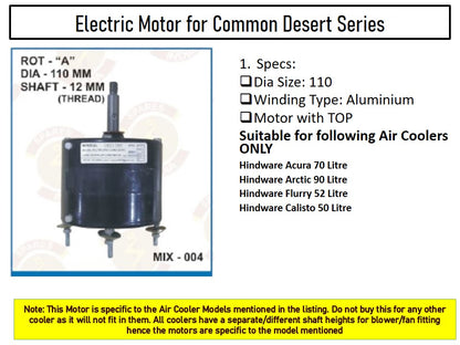 Main/Electric Motor - For Hindware Flurry 52 Litre Desert Cooler