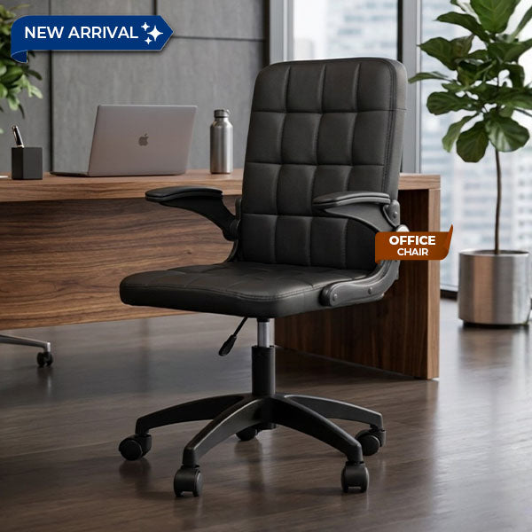 HAVAI Urban Seat Executive Office Chair | Premium Black PVC Upholstery | Ergonomic Cushioned Seat | Class 1 Gas Lift | Nylon Base &amp; Wheels | Home, Office &amp; WFH Chair