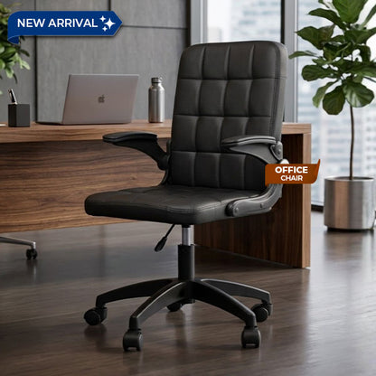 HAVAI Urban Seat Executive Office Chair | Premium Black PVC Upholstery | Ergonomic Cushioned Seat | Class 1 Gas Lift | Nylon Base &amp; Wheels | Home, Office &amp; WFH Chair
