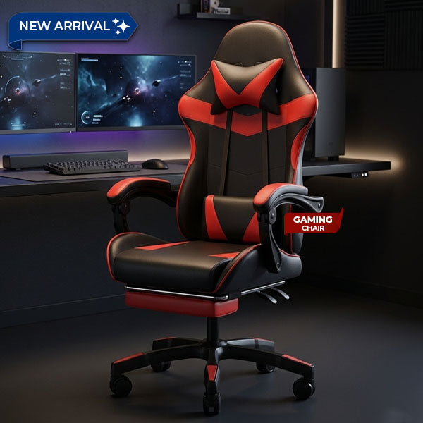 HAVAI Vortex Red Gaming Chair | Ergonomic High Back Computer Chair with Linkage Armrests | Reclining &amp; Folding Backrest | Premium 0.55mm PVC Upholstery | High Density Foam Cushion | Class 1 Gas Lift | 320mm Nylon Base | Heavy Duty Wheels | (Red &amp; Black)