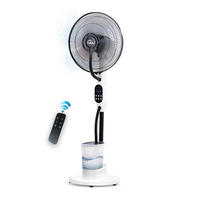 HAVAI Blu Mist Pedestal Fan – 16&quot; Residential Mist Fan | Remote Control | 2.8 Litre Tank | Installation Included (White, Pack of 1)