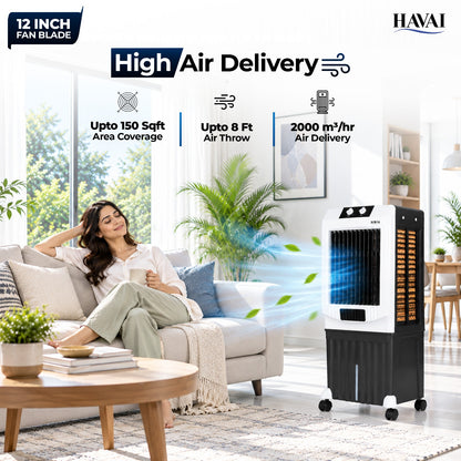 HAVAI Arizona 12 inch Mini Tower Air Cooler | 40L |150 sq ft Rooms |8 ft Throw