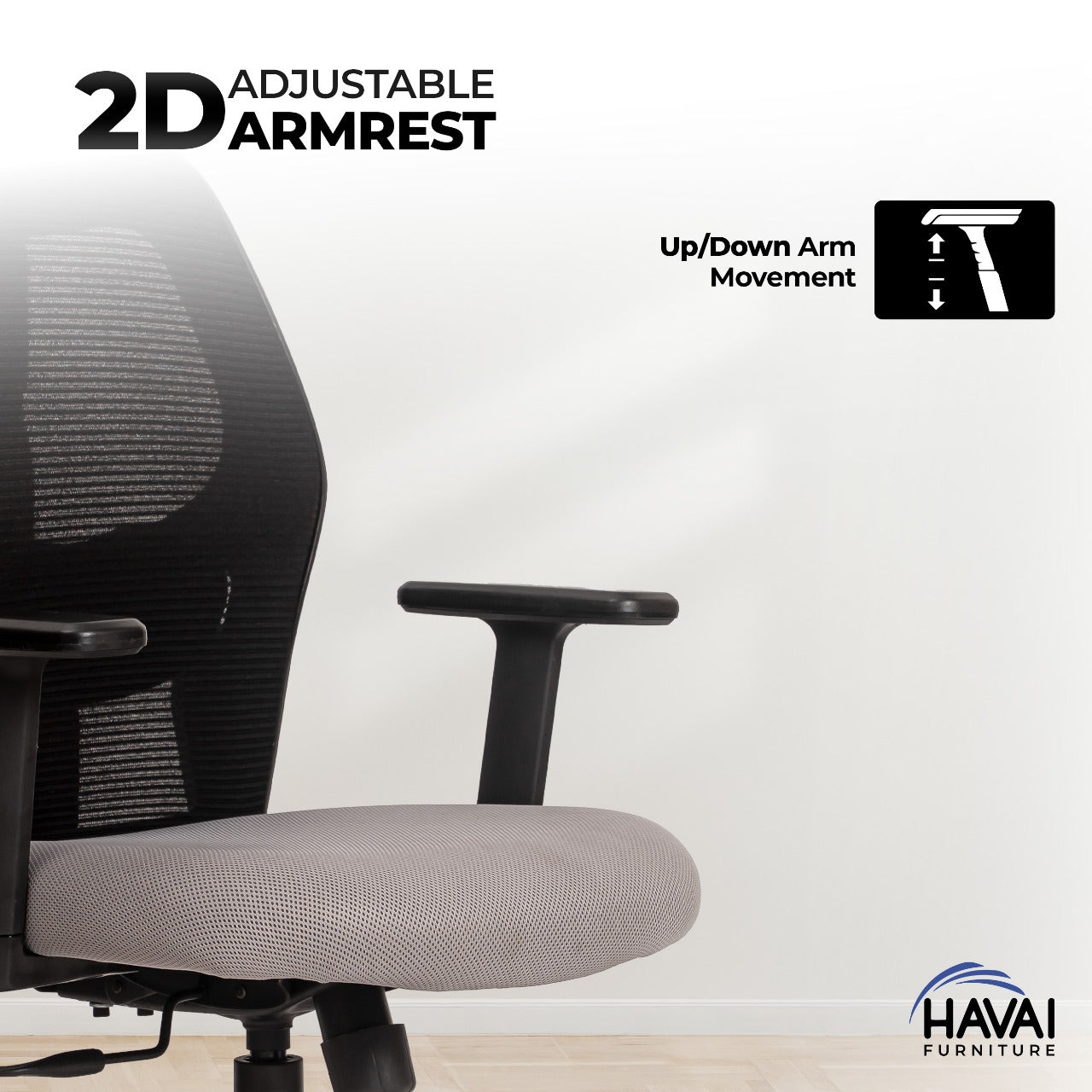 HAVAI Tauras Lean Back High Back Mesh Ergonomic Office Chair | Single Lock Synchro Tilt | Nylon Base | Class 4 Gaslift | 2D Adjustable Armrests | 50mm Casters | Premium Mesh Back &amp; Fabric Seat