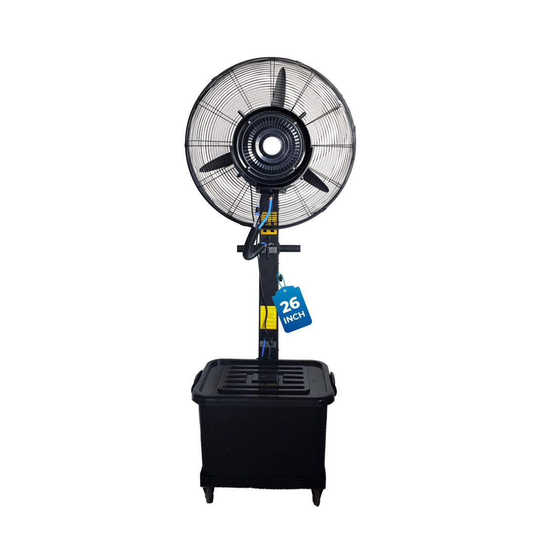 26″ Commercial Mist Fan, 260W Copper Motor | 10m Spray | Manual Mist Control | Aluminium Blade | Finger-Proof Grill | 41L Tank | Fixed 6ft Height | 48-Hour Installation & 1-Year Warranty