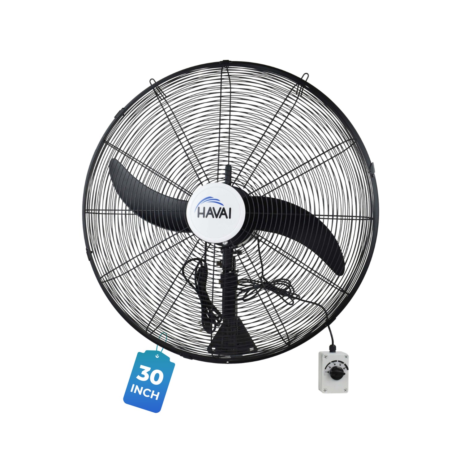 Havai BLDC Wall Mount Fan 30 Inch, 50% Savings On Electricity, High Velocity, Heavy Duty Metal For Industrial, Commercial And Residential Use, Assembly Included , Black