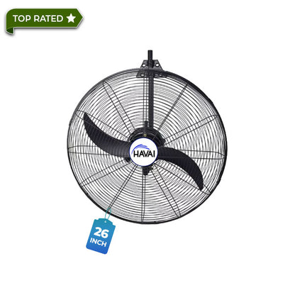 BLDC Wall Mount Fan 26 inch, 50% Savings on Electricity, High Velocity, Heavy Duty Metal for Industrial, Commercial and Residential Use, Assembly Included