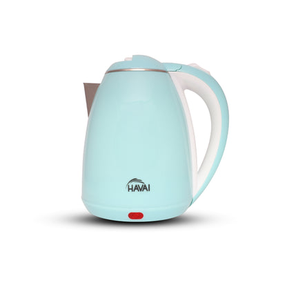 HAVAI Large Premium Electric Kettle 1.8L |Stainless Steel Inner Body | Auto Power Cut | Boil Dry Protection &amp; Cool Touch Double Wall | Portable | 1500 Watts |1 Year Warranty - AQUA BLUE