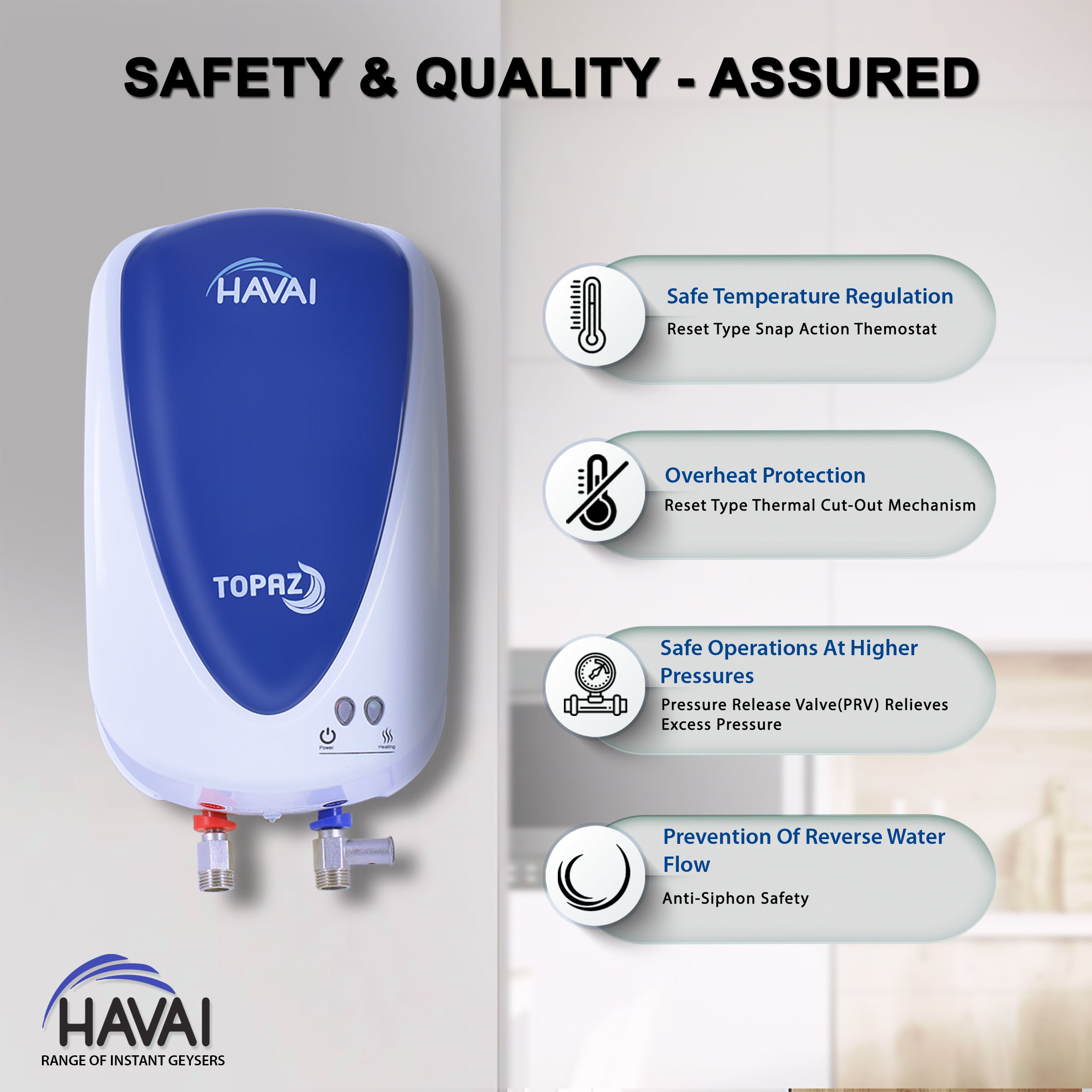 HAVAI Topaz 3 Litre Instant Water Heater / Geyser