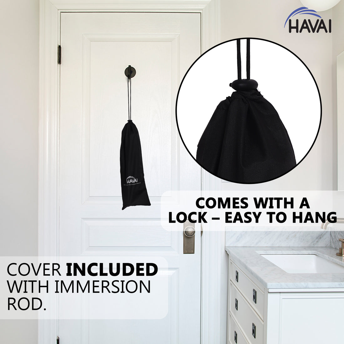 HAVAI Immersion Rod with Cover - Metal, Grey and White, 1500 W