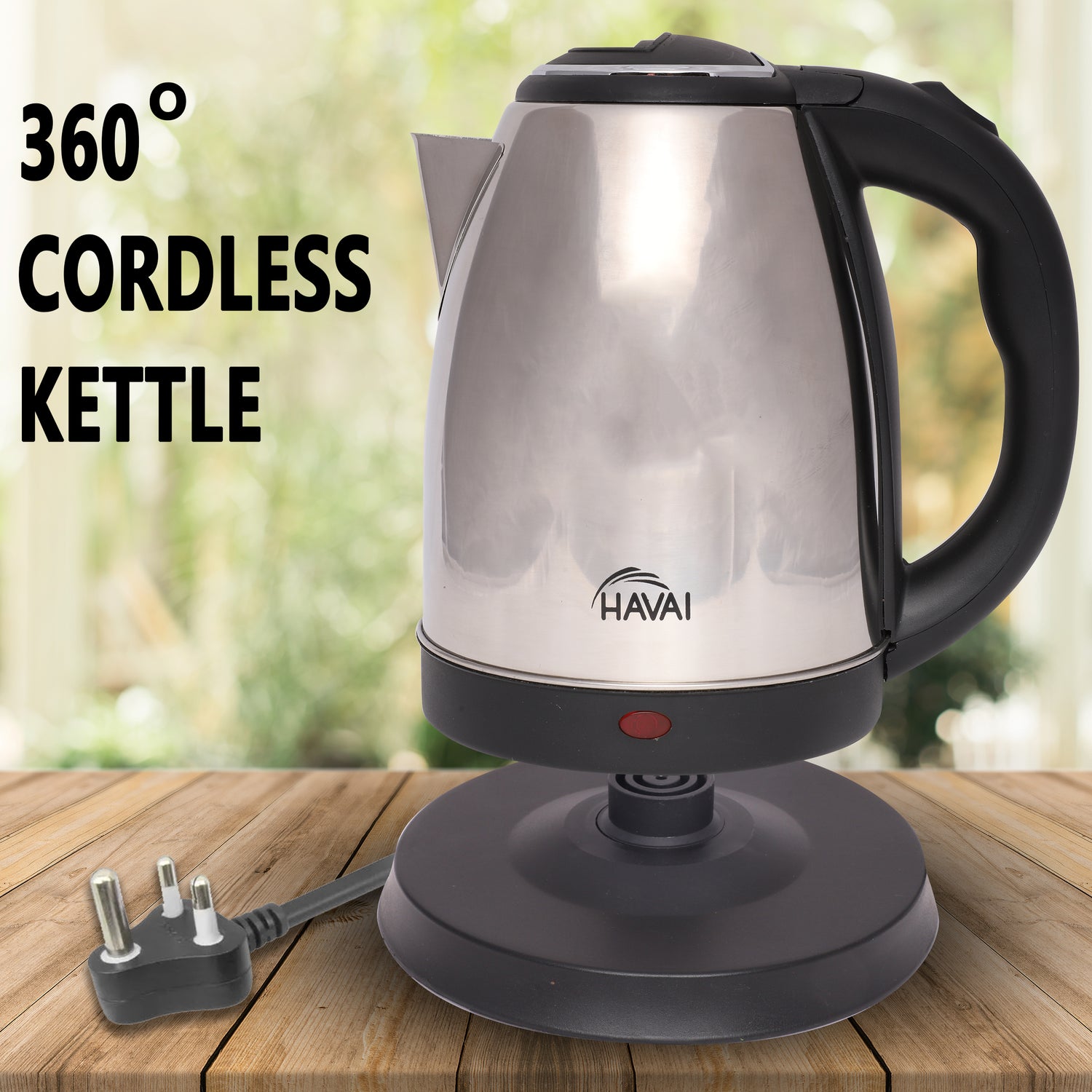 HAVAI Large Premium Electric Kettle 1.8L |Stainless Steel Inner Body | Auto Power Cut | Boil Dry Protection &amp; Cool Touch Double Wall | Portable | 1500 Watts |1 Year Warranty - STAINLESS STEEL