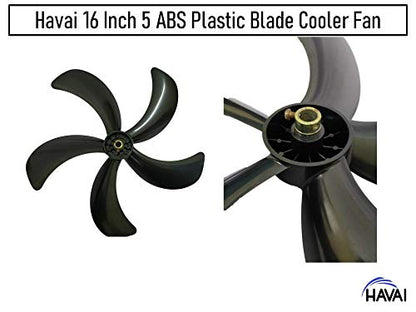 HAVAI ABS Plastic Cooler Fan Blade, Clockwise (16 Inch, 5 Blade, Grey)