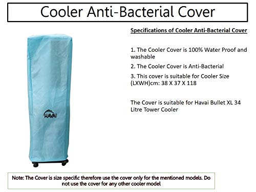 HAVAI Anti Bacterial Cover for Havai Bullet XL 34 Litre Tower Cooler Water Resistant. Cover Size(LXBXH) cm: 38 X 37 X 118