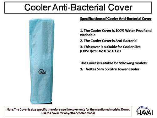 HAVAI Anti Bacterial Cover for Voltas Slim 55 Litre Tower Cooler Water Resistant. Cover Size(LXBXH) cm: 42 X 32 X 128