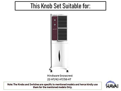 HAVAI Set of Chrome Knobs and Rotary Switches for Hindware Snowcrest 22-HT/42-HT/58-HT Tower Coolers