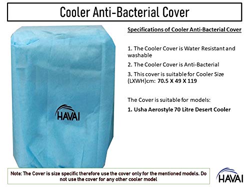 HAVAI Anti Bacterial Cover for USHA Aerostyle 70 Litre Desert Cooler Water Resistant.Cover Size(LXBXH) cm:70.5 X 49 X 126