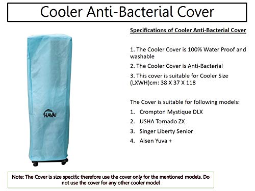HAVAI Anti Bacterial Cover for Aisen Yuva+ 34 Litre Tower Cooler Water Resistant. Cover Size(LXBXH) cm: 38 X 37 X 118