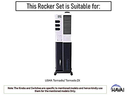 HAVAI Set of Rocker Switch with Three Speed Rotary Switch and Knob for Usha Tornado/Tornado ZX Tower Cooler