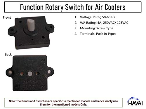 HAVAI Set of Chrome Knobs and Rotary Switches for Hindware Snowcrest 22-HT/42-HT/58-HT Tower Coolers