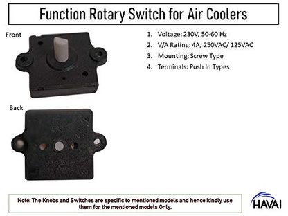 HAVAI Set of Chrome Knobs and Rotary Switches for Hindware Snowcrest 22-HT/42-HT/58-HT Tower Coolers