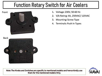 HAVAI Set of Knobs and Rotary Switches for Usha Frost LX/VX/ZX Tower Coolers