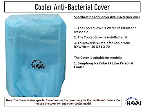 HAVAI Anti Bacterial Cover for Symphony Ice Cube 27 Litre Personal Cooler Water Resistant.Cover Size(LXBXH) cm: 46 X 31 X 82