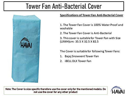 HAVAI Anti Bacterial Cover for Tower Fan - Water Resistant.Cover Size(LXBXH) cm:35.5 X 32.5 X 82.5
