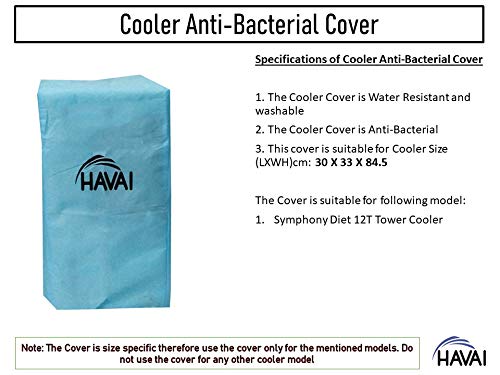 HAVAI Anti Bacterial Cover for Symphony Diet 12T Tower Cooler Water Resistant.Cover Size(LXBXH) cm:30 X 33 X 84.5