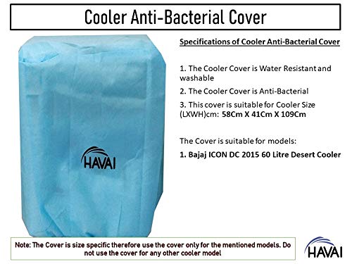 HAVAI Anti Bacterial Cover for Bajaj DC 2015 ICON 43 Litre Desert Cooler Water Resistant.Cover Size(LXBXH) cm:46.5 X 30.8 X 84