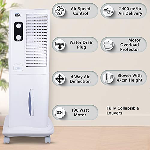 HAVAI Desert Tower XL Cooler with Powerful Vertical ABS Blower - 42 L, White
