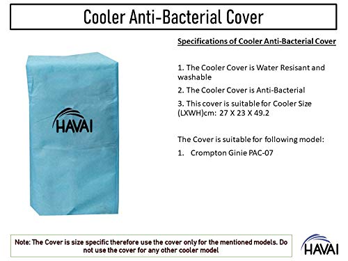 HAVAI Anti Bacterial Cover for Crompton Ginie 7 Litre Personal Cooler Water Resistant. Cover Size(LXBXH) cm: 27 X 23 X 49.2