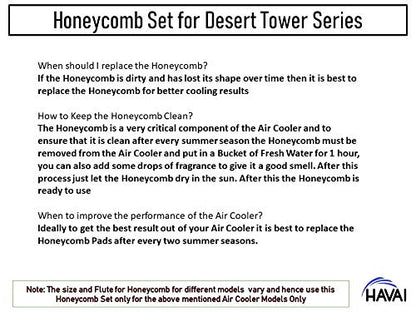 HAVAI Honeycomb Pad Set for Usha Frost LX/VX/ZX and Hindware Snowcrest 22-HT/42-HT/58-HT Tower Cooler