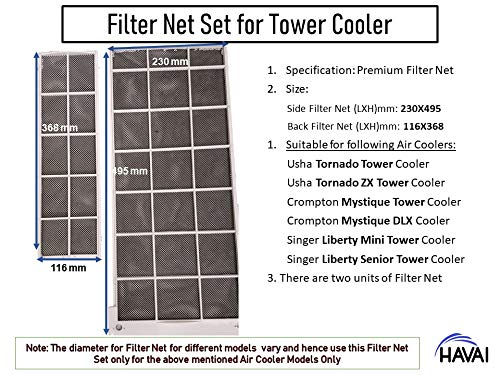 HAVAI Filter Net Set for Crompton Mystique and Mystique DLX Tower Cooler