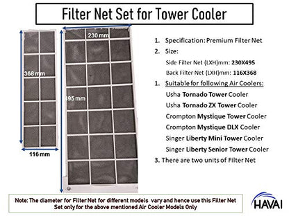 HAVAI Filter Net Set for Usha Tornado and Tornado ZX Tower Cooler