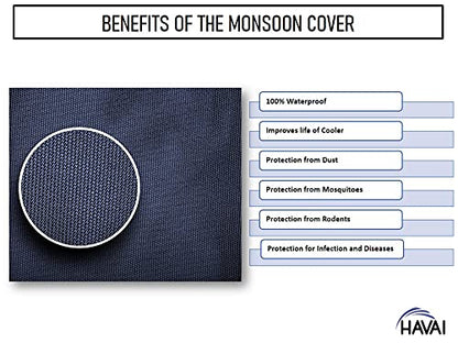 HAVAI Premium Cover for Bajaj DMH 95 Litre Desert Cooler 100% Waterproof Cover Size(LXBXH) cm: 72 X 59 X 119