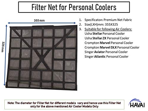 HAVAI Filter Net Black for Crompton Marvel/Marvel DLX 20 Litre Personal Air Cooler