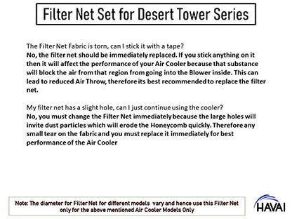 HAVAI Filter Net Set for USHA Frost LX/VX/ZX and Hindware Snowcrest 22-HT/ 42-HT/ 58-HT Tower Cooler
