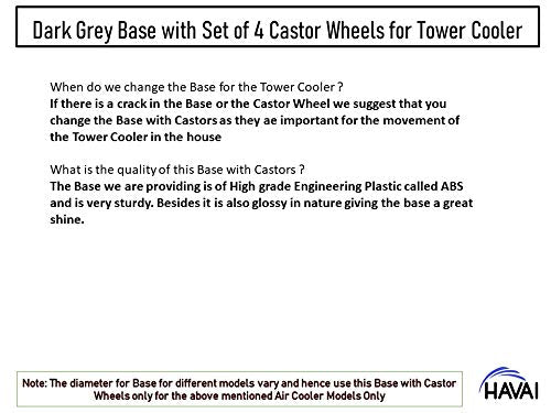 HAVAI Cooler Base/Stand/Trolley Dark Grey with 4 Castor Wheels Suitable for USHA Tornado/Tornado ZX, Crompton Mystique/Mystique DLX and Singer Liberty Mini/Senior Tower Cooler