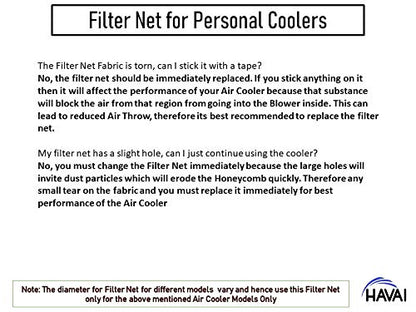 HAVAI Filter Net Black for Crompton Marvel/Marvel DLX 20 Litre Personal Air Cooler