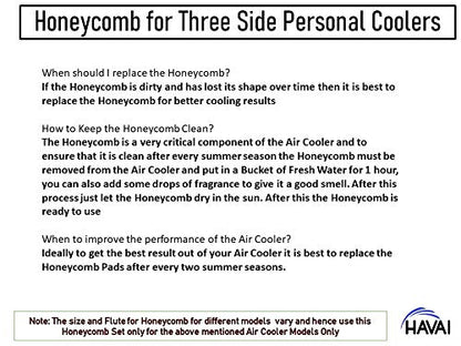 HAVAI Honeycomb Pad for USHA Stellar,Crompton Marvel,Voltas Alfa 20 Litre Personal Air Cooler