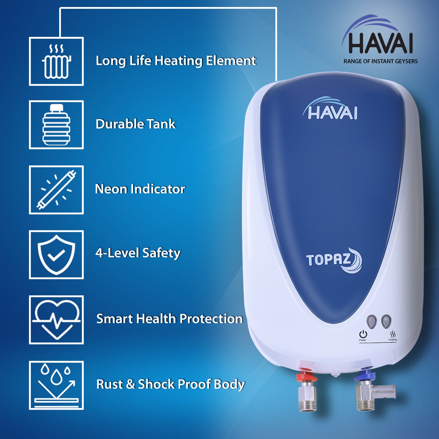 HAVAI Topaz 3 Litre Instant Water Heater / Geyser