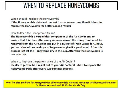 HAVAI Honeycomb Pad - Set of 3 - for USHA Dynamo 100 Litre Desert Cooler