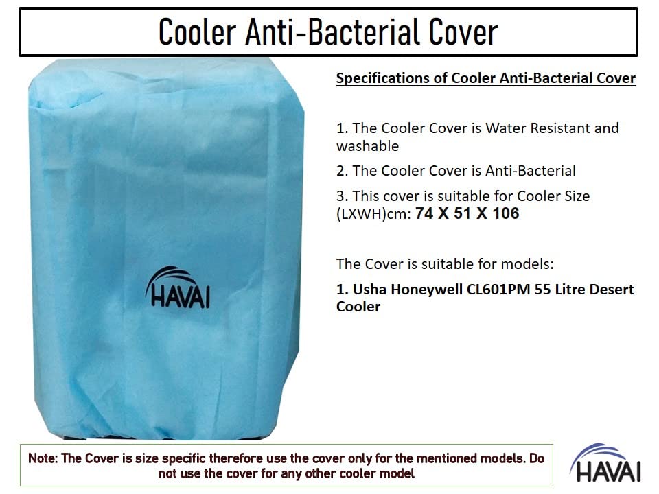 HAVAI Anti Bacterial Cover for Usha Honeywell CL601PM Litre Desert Cooler Water Resistant.Cover Size(LXBXH) cm: 74 X 51 X 106.5