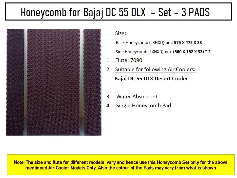 HAVAI Honeycomb Pad - Set of 3 - for Bajaj DC 55 DLX Desert Cooler