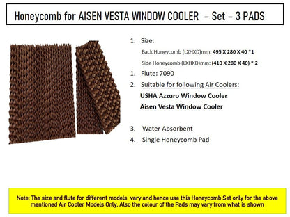 HAVAI Honeycomb Pad - Set of 3 - for Aisen Vesta 50 Litre Window Cooler