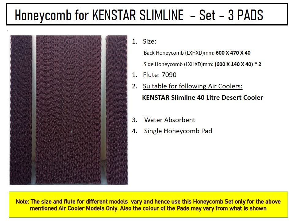 HAVAI Honeycomb Pad - Set of 3 - for Kenstar Slimline 40 Litre Desert Cooler