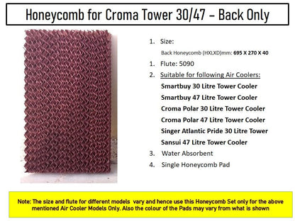 HAVAI Honeycomb Pad - Back - for Croma Polar 30 Litre Tower Cooler