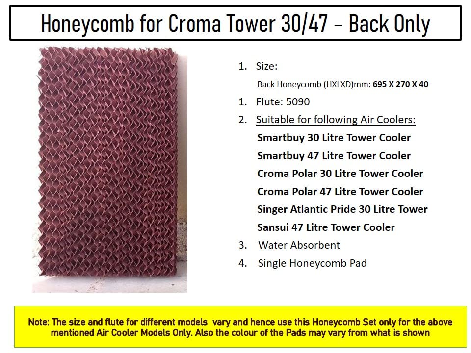 HAVAI Honeycomb Pad - Back - for Croma Polar 47 Litre Tower Cooler