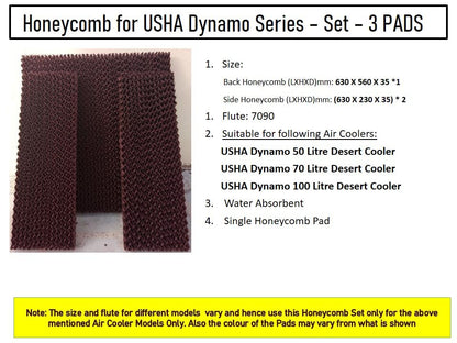 HAVAI Honeycomb Pad - Set of 3 - for USHA Dynamo 50 Litre Desert Cooler