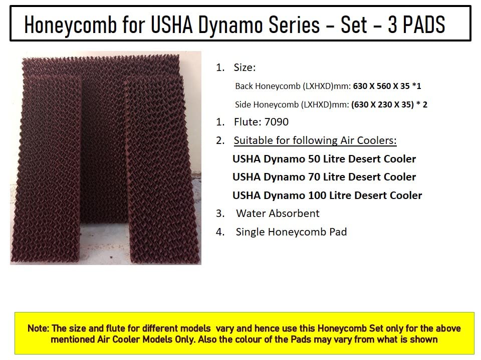 HAVAI Honeycomb Pad - Set of 3 - for USHA Dynamo 100 Litre Desert Cooler